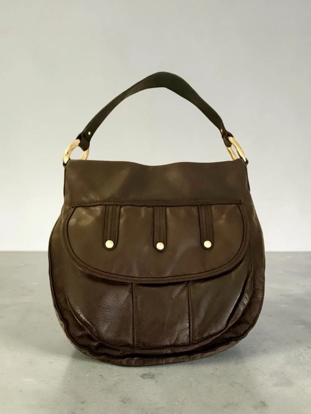 Sigrid Olsen BOHO Brown Leather HOBO Tote Shoulder Bag with Gold Hardware